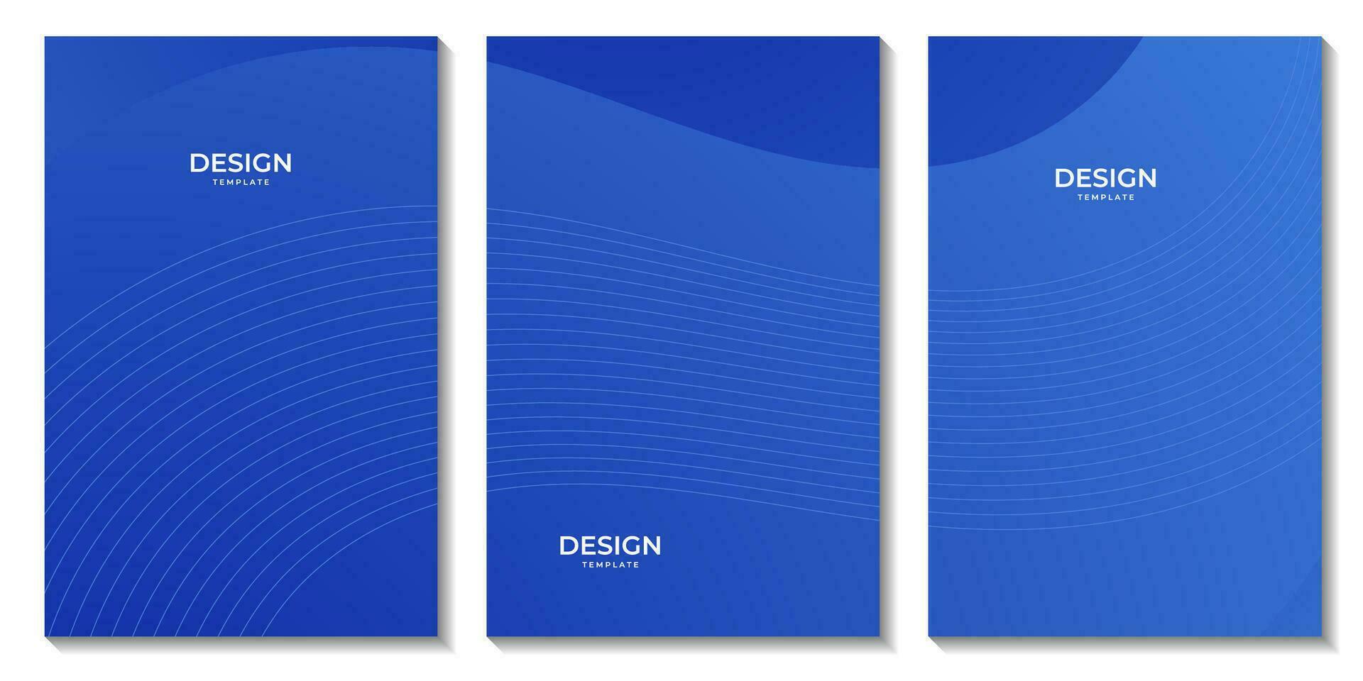 set of flyers simple abstract blue wave gradient background for business vector