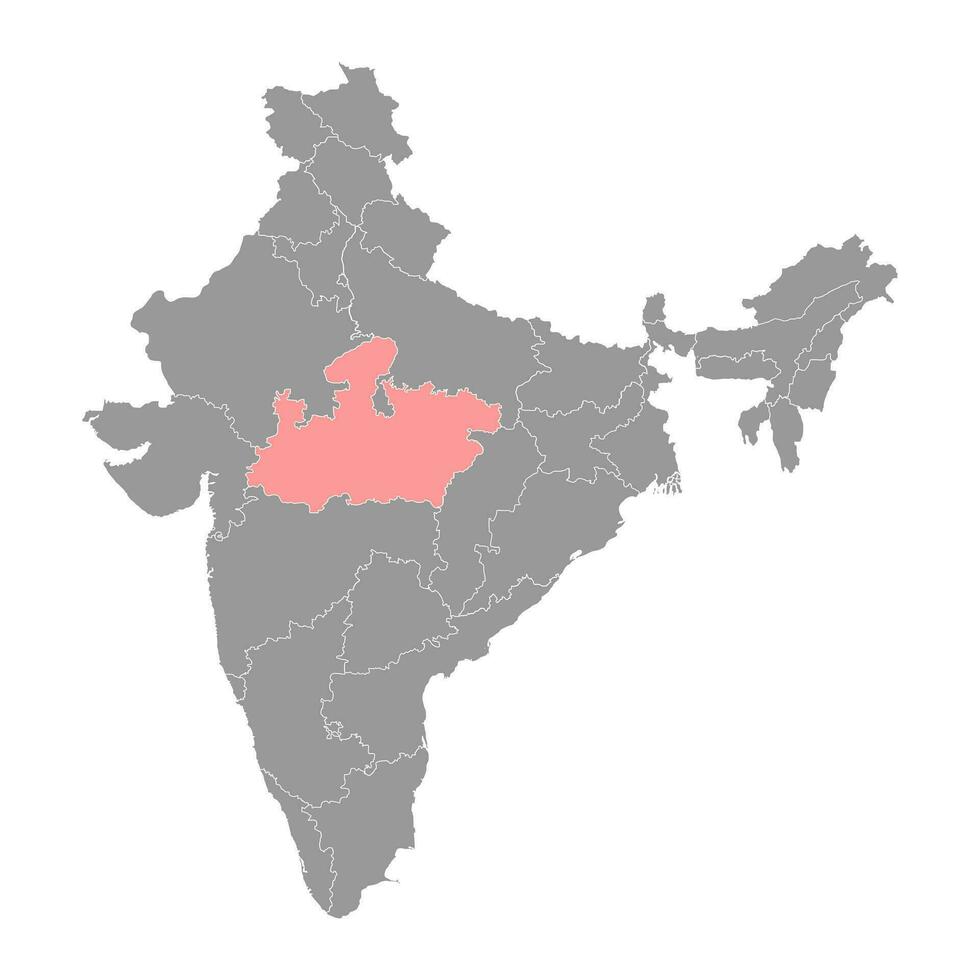 Madhya Pradesh state map, administrative division of India. Vector illustration.