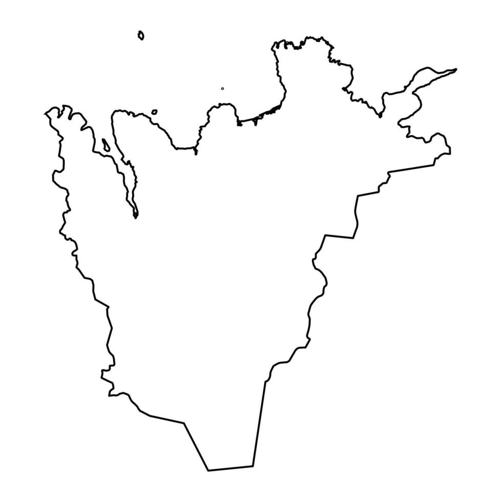 Northeastern Region map, administrative district of Iceland. Vector illustration.