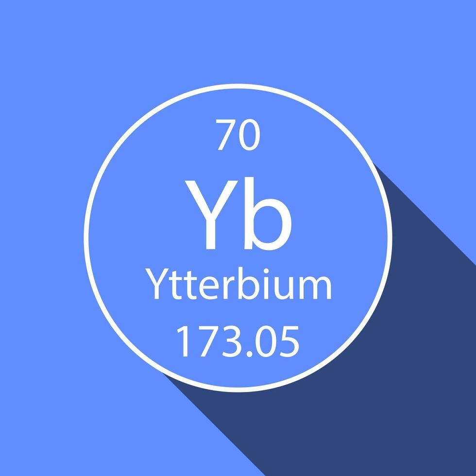 Ytterbium symbol with long shadow design. Chemical element of the periodic table. Vector illustration.
