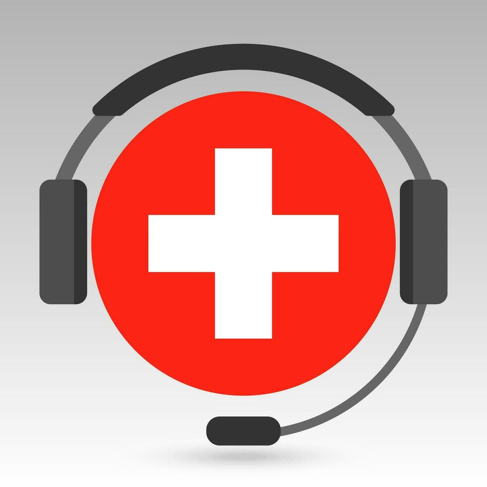 Switzerland flag with headphones, support sign. Vector illustration.