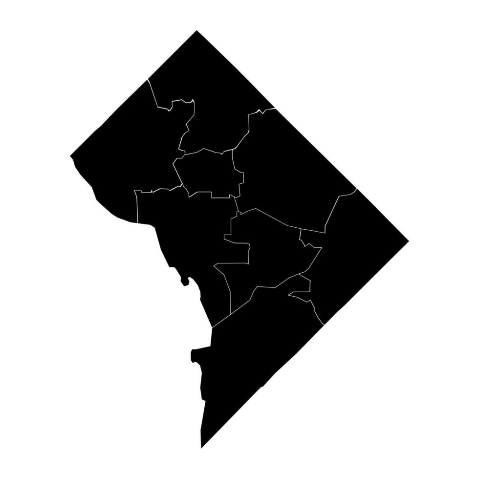 Washington corriente continua mapa con barrios vector ilustración.