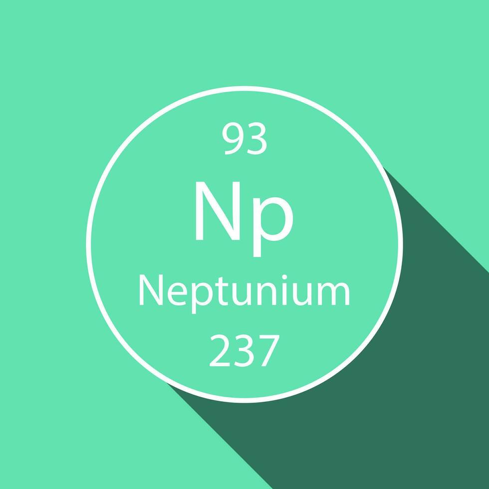 Neptunium symbol with long shadow design. Chemical element of the periodic table. Vector illustration.