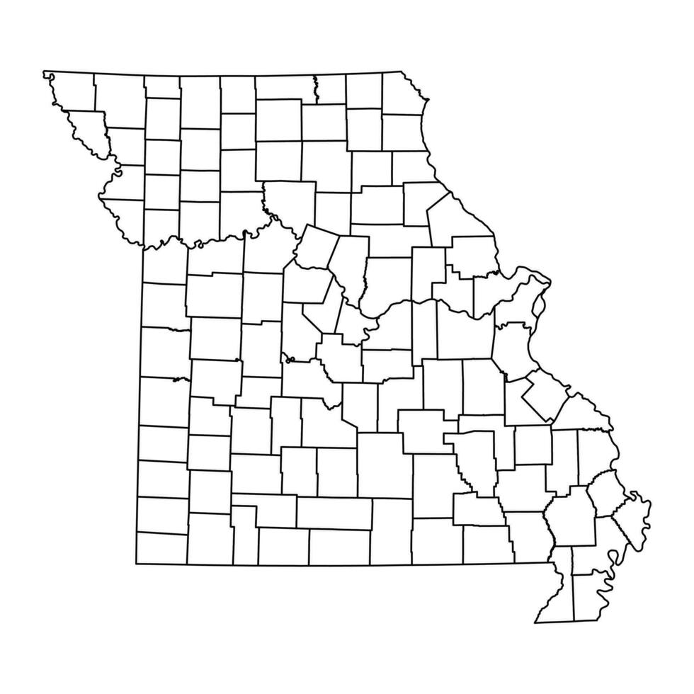 Misuri estado mapa con condados vector ilustración.
