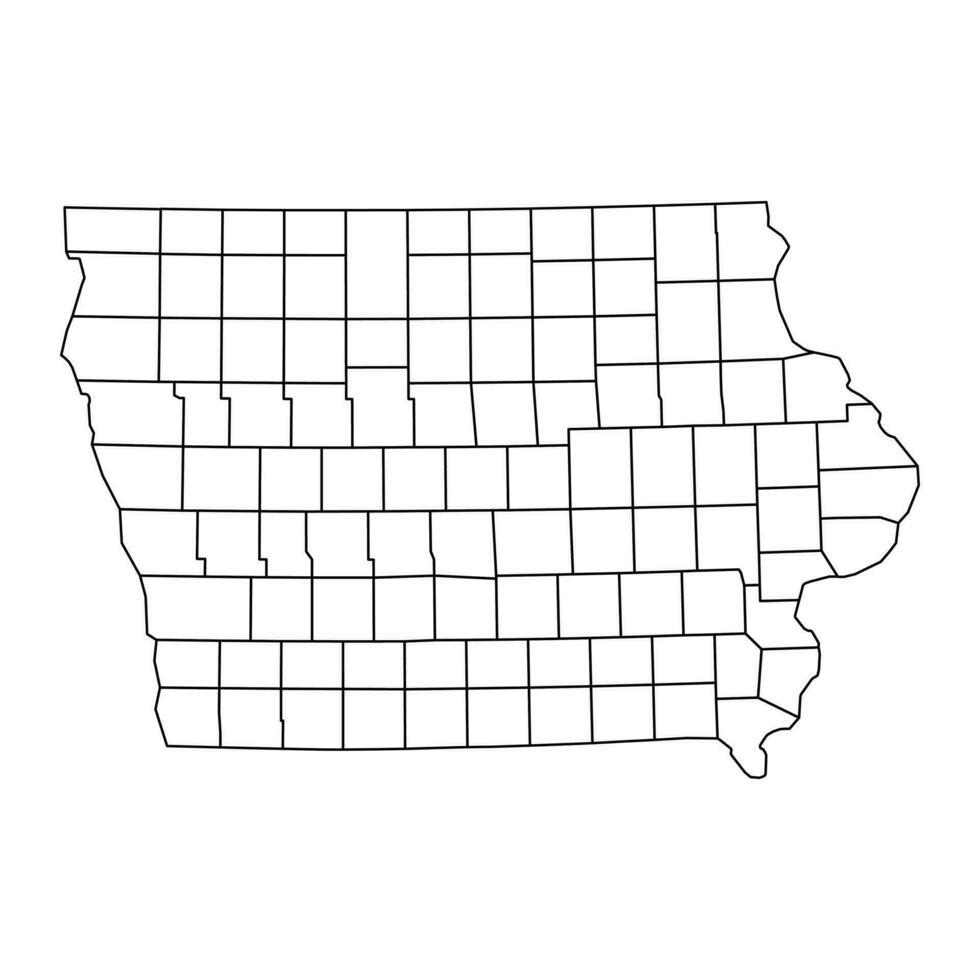 Iowa state map with counties. Vector illustration.