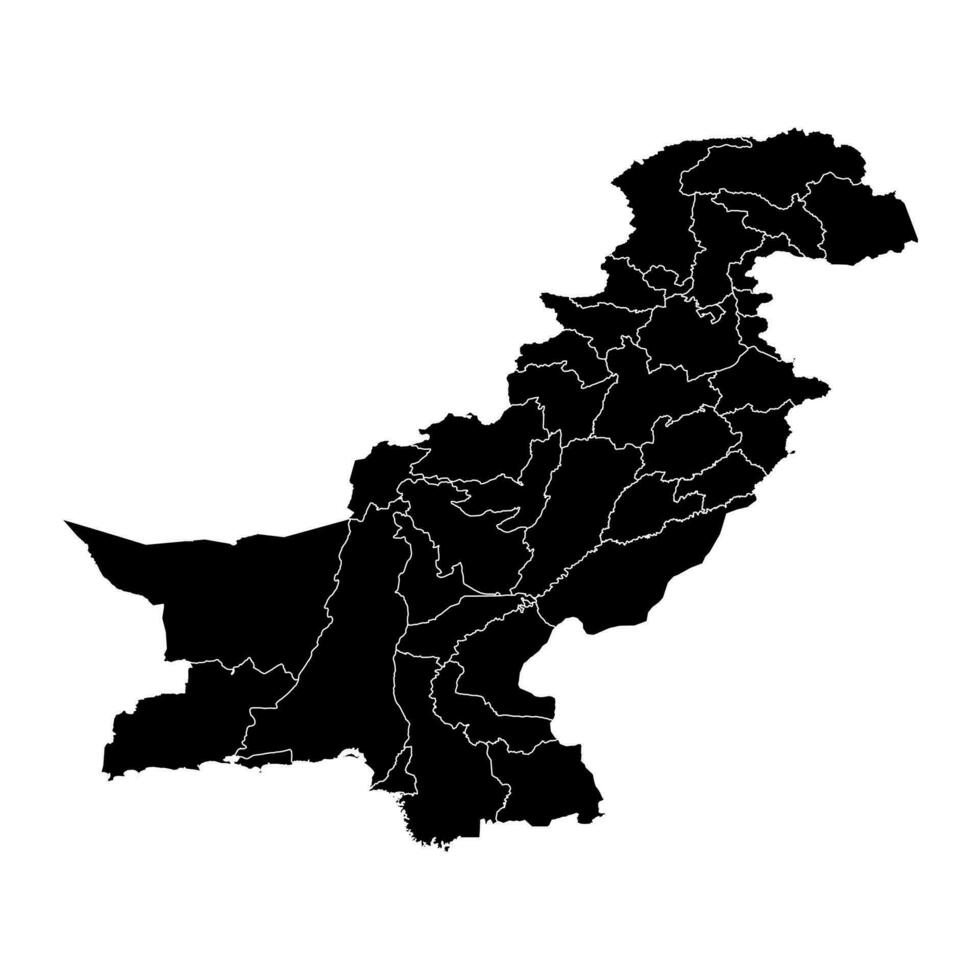 Pakistan map with administrative territory. Vector illustration.