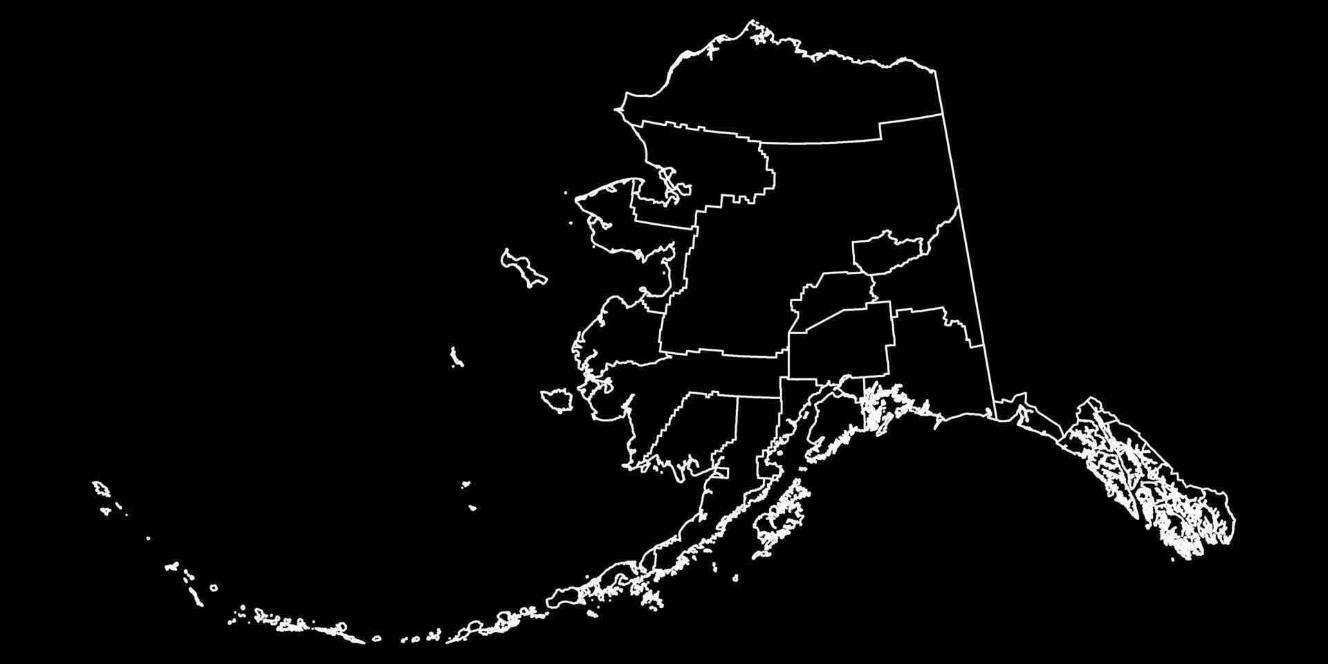 Alaska state map with boroughs. Vector illustration.