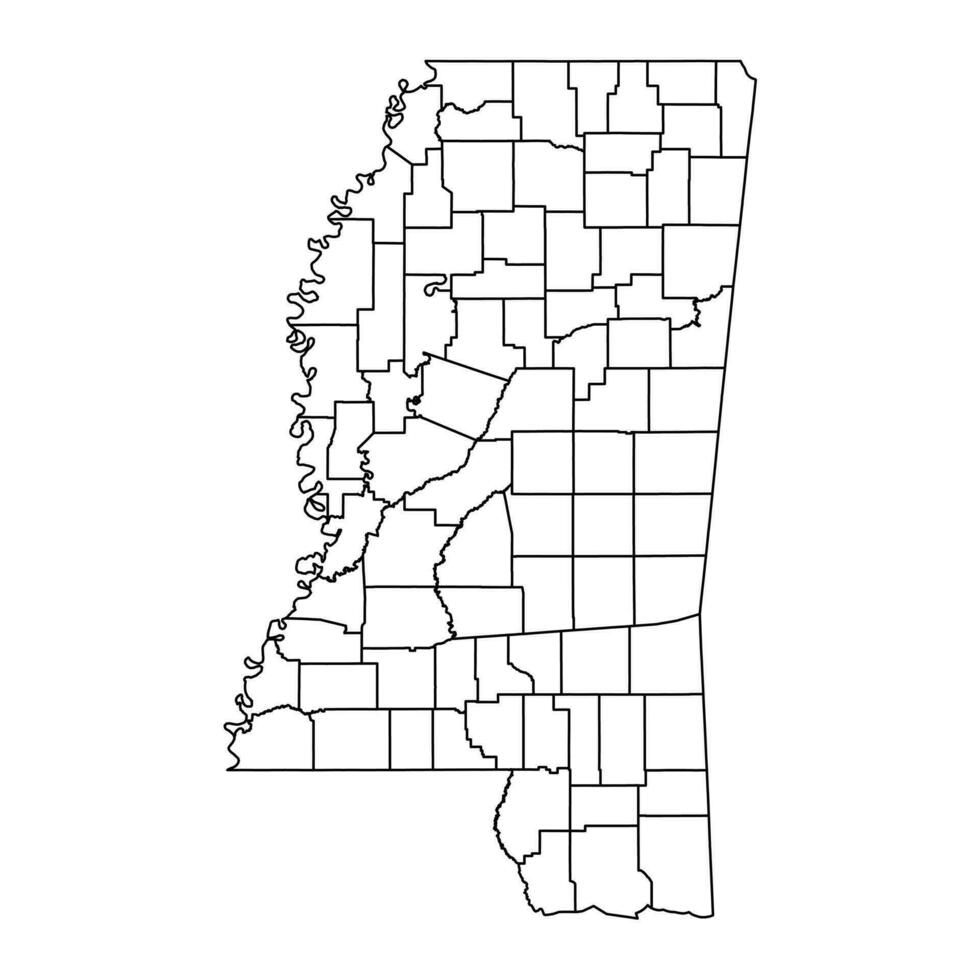 Mississippi state map with counties. Vector illustration.