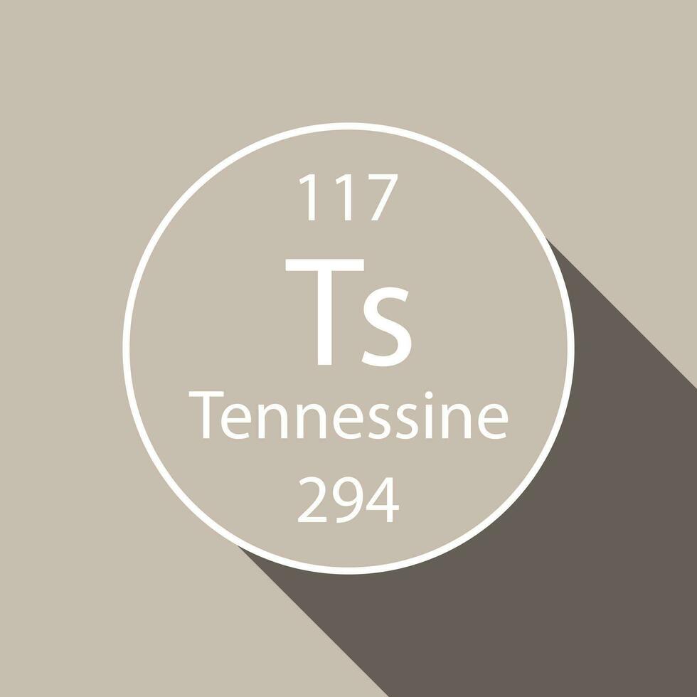 Tennessine symbol with long shadow design. Chemical element of the periodic table. Vector illustration.
