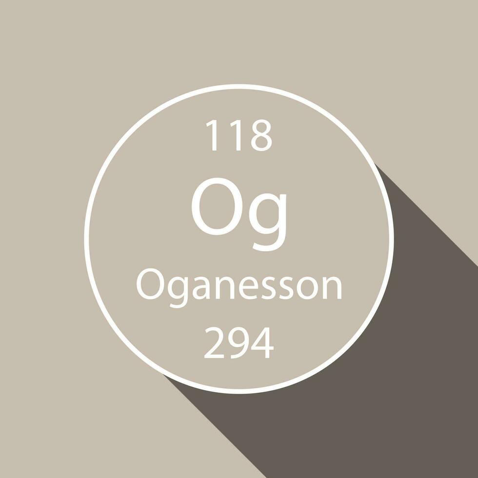Oganesson symbol with long shadow design. Chemical element of the periodic table. Vector illustration.