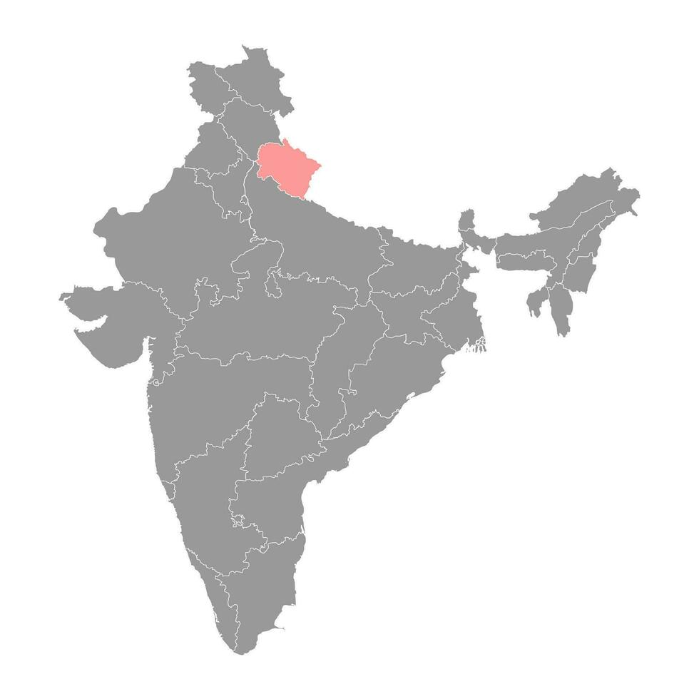 uttarakhand estado mapa, administrativo división de India. vector ilustración.