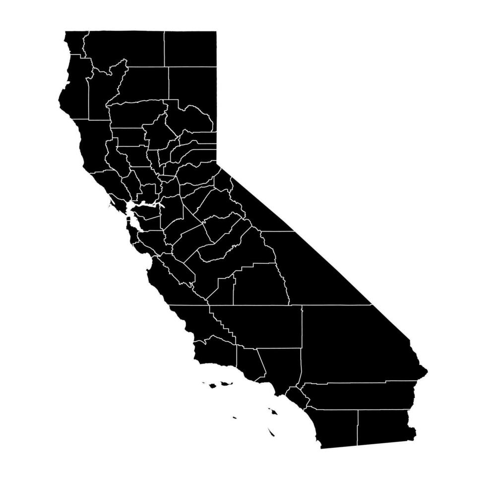 California state map with counties. Vector illustration.