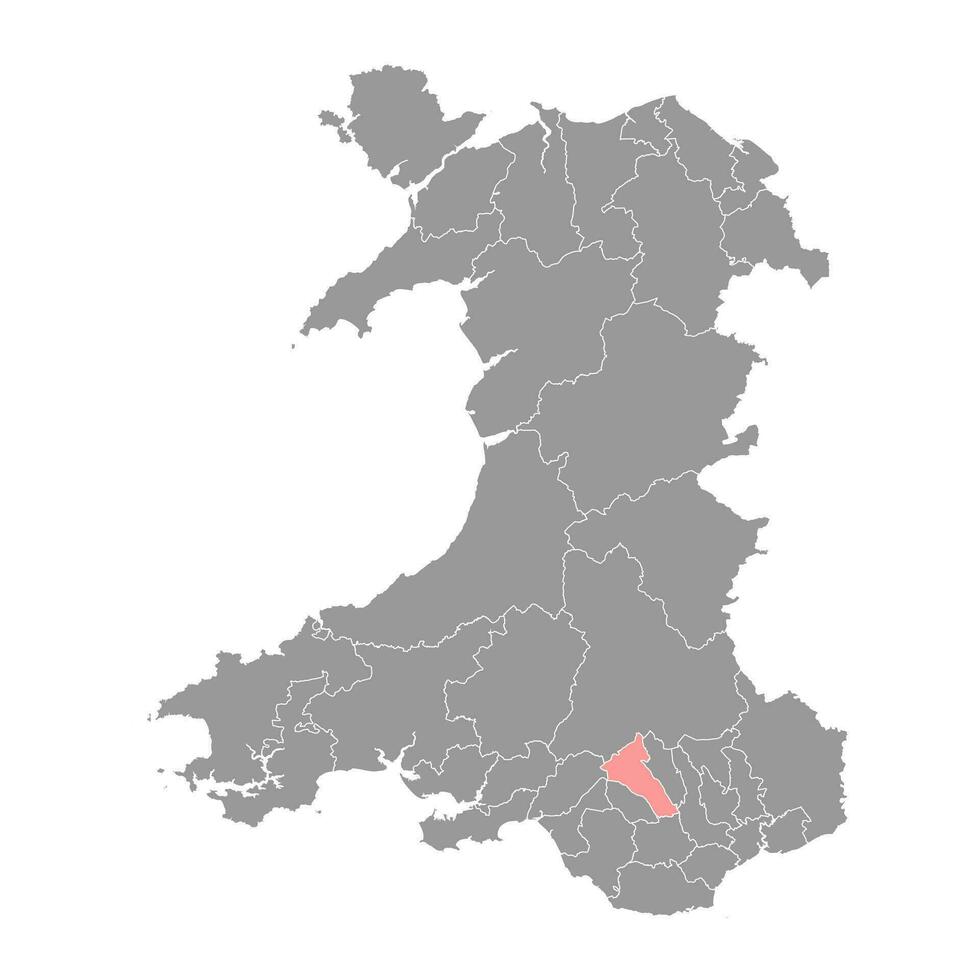 Cynon Valley map, district of Wales. Vector illustration.