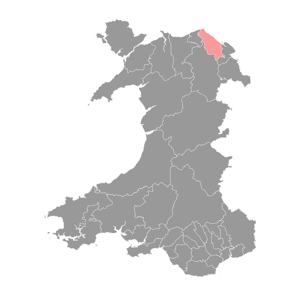 District of Delyn map, district of Wales. Vector illustration.