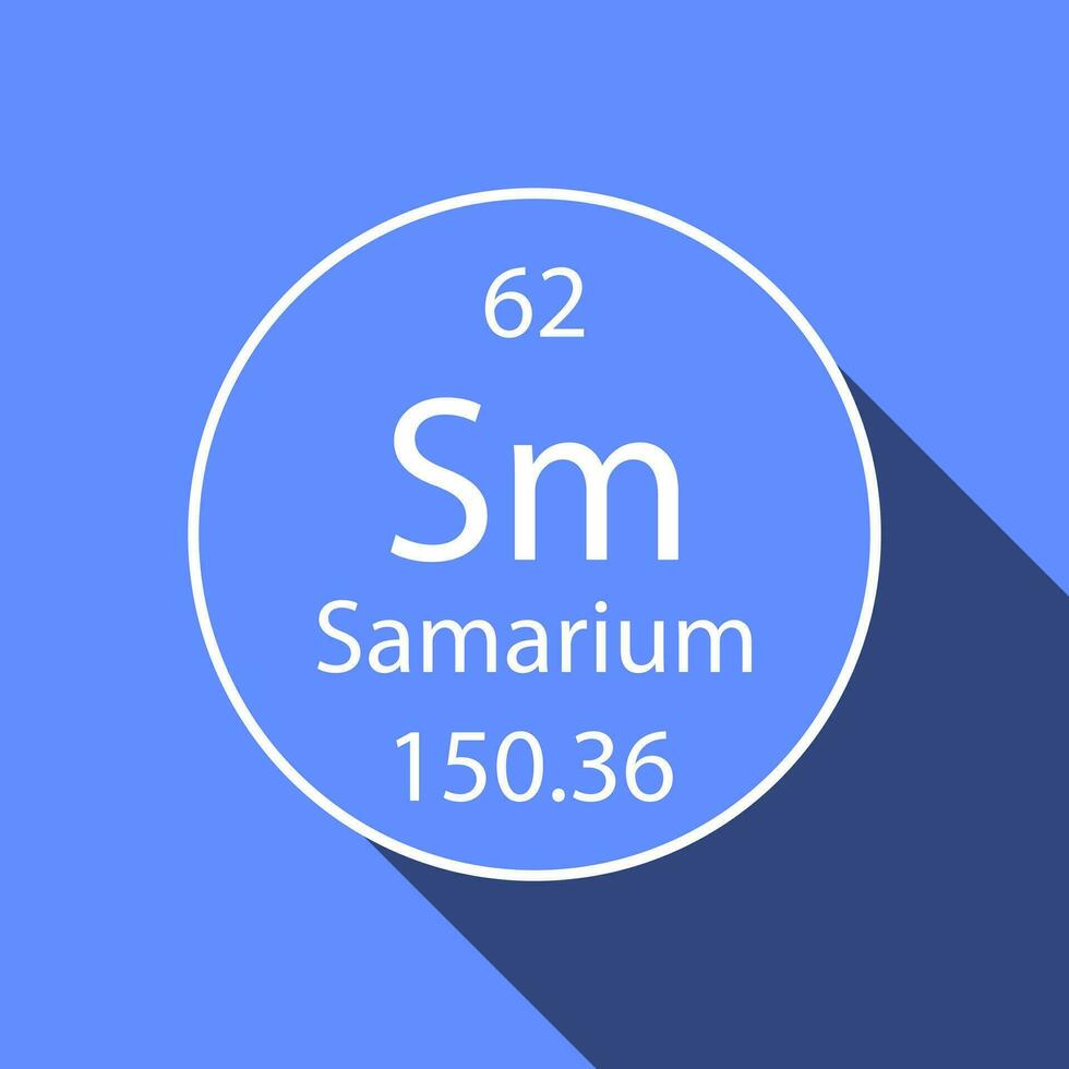 Samarium symbol with long shadow design. Chemical element of the periodic table. Vector illustration.