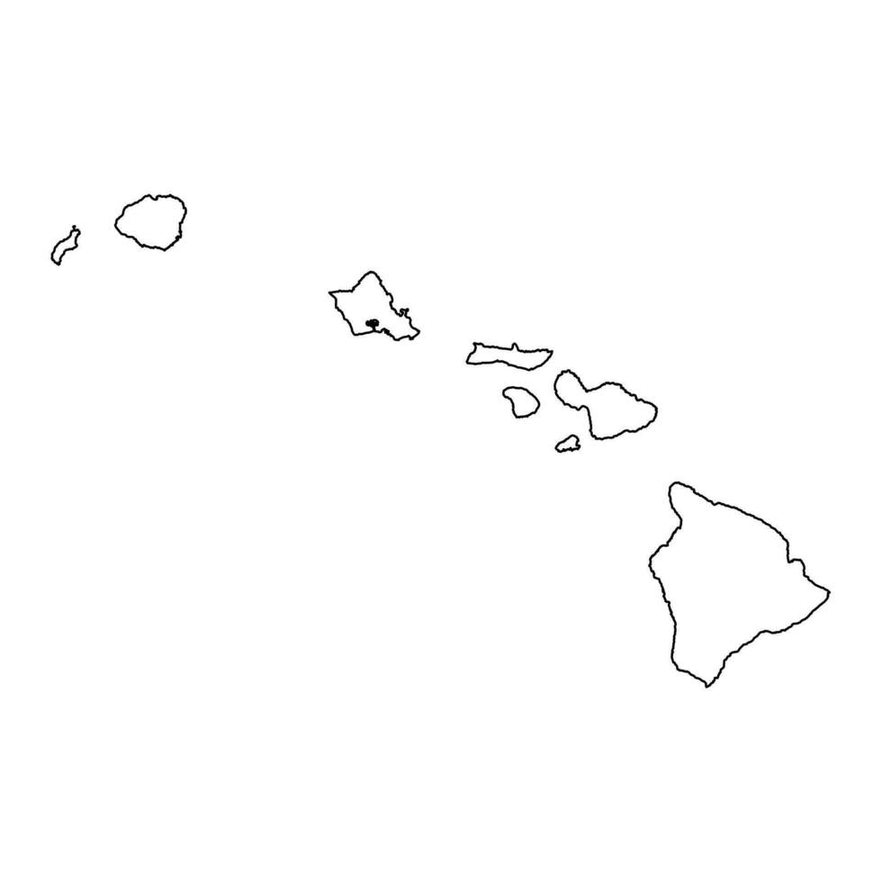 Hawai estado mapa con islas vector ilustración.