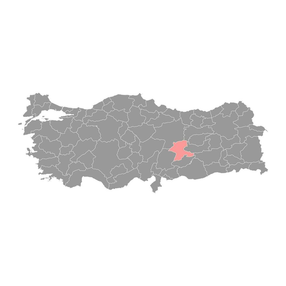 Malatya province map, administrative divisions of Turkey. Vector illustration.