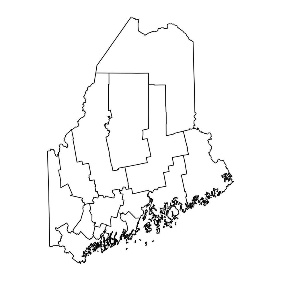 Maine state map with counties. Vector illustration.