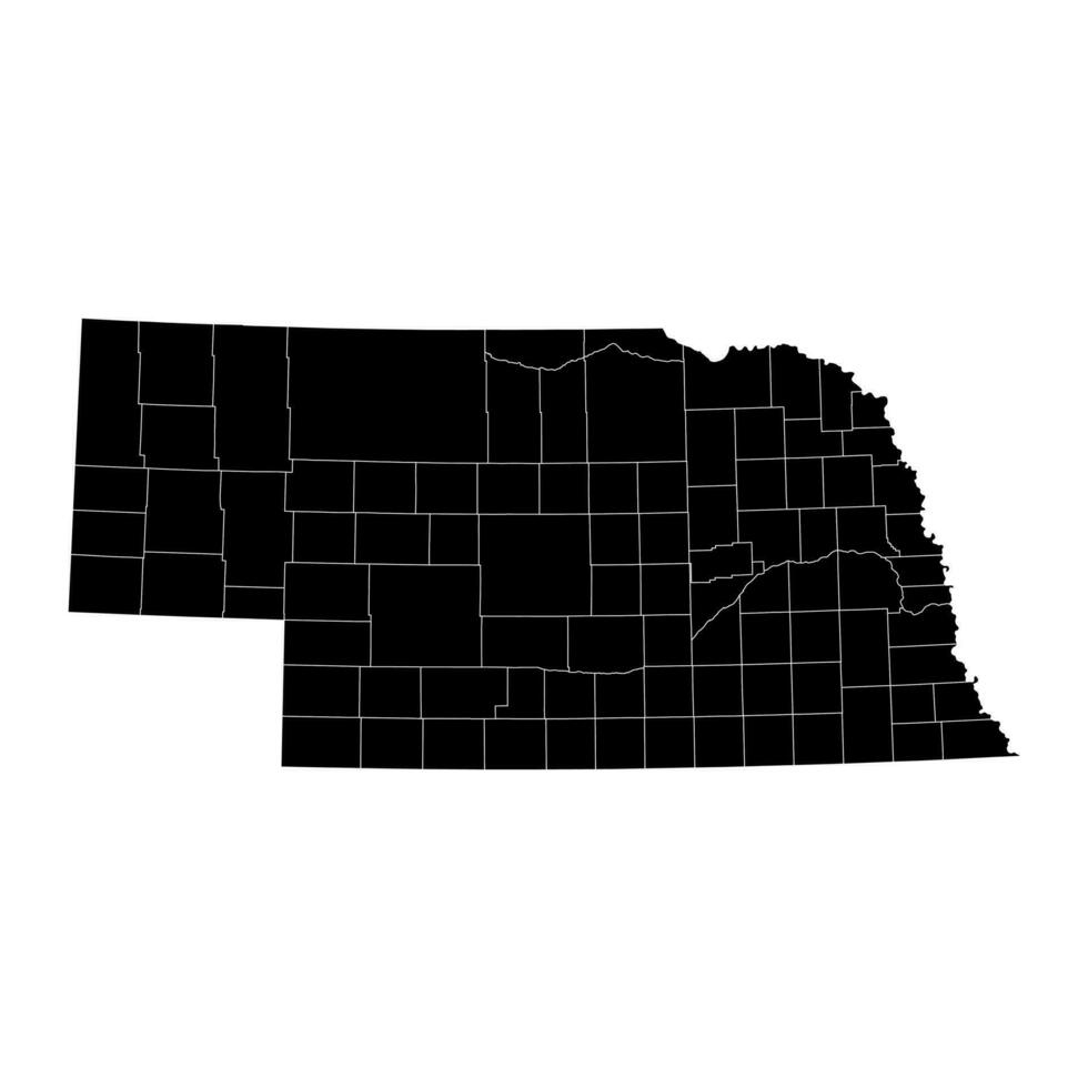 Nebraska state map with counties. Vector illustration.