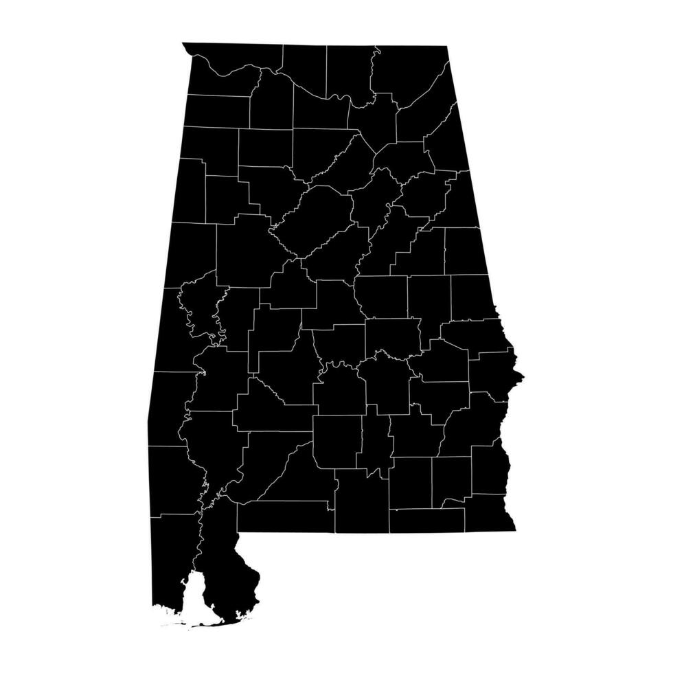 Alabama state map with counties. Vector illustration.