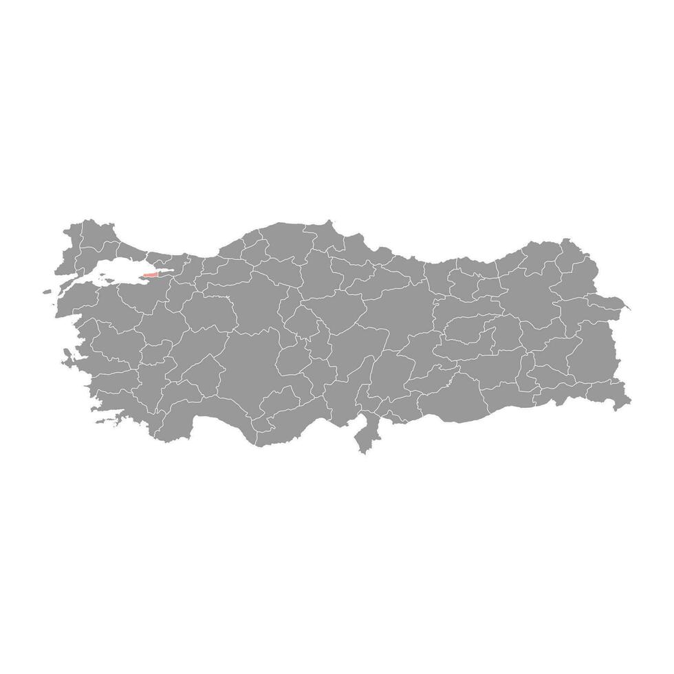 Yalova provincia mapa, administrativo divisiones de pavo. vector ilustración.