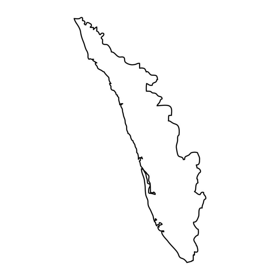 Kerala state map, administrative division of India. Vector illustration.