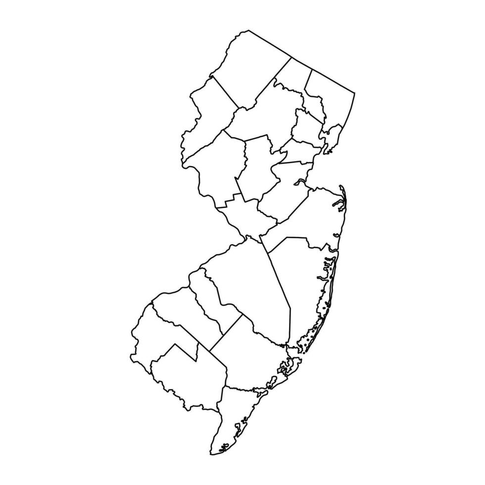 nuevo jersey estado mapa con condados vector ilustración.