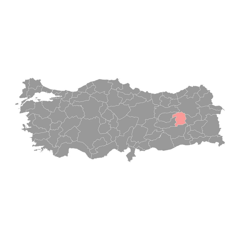 Bingol province map, administrative divisions of Turkey. Vector illustration.