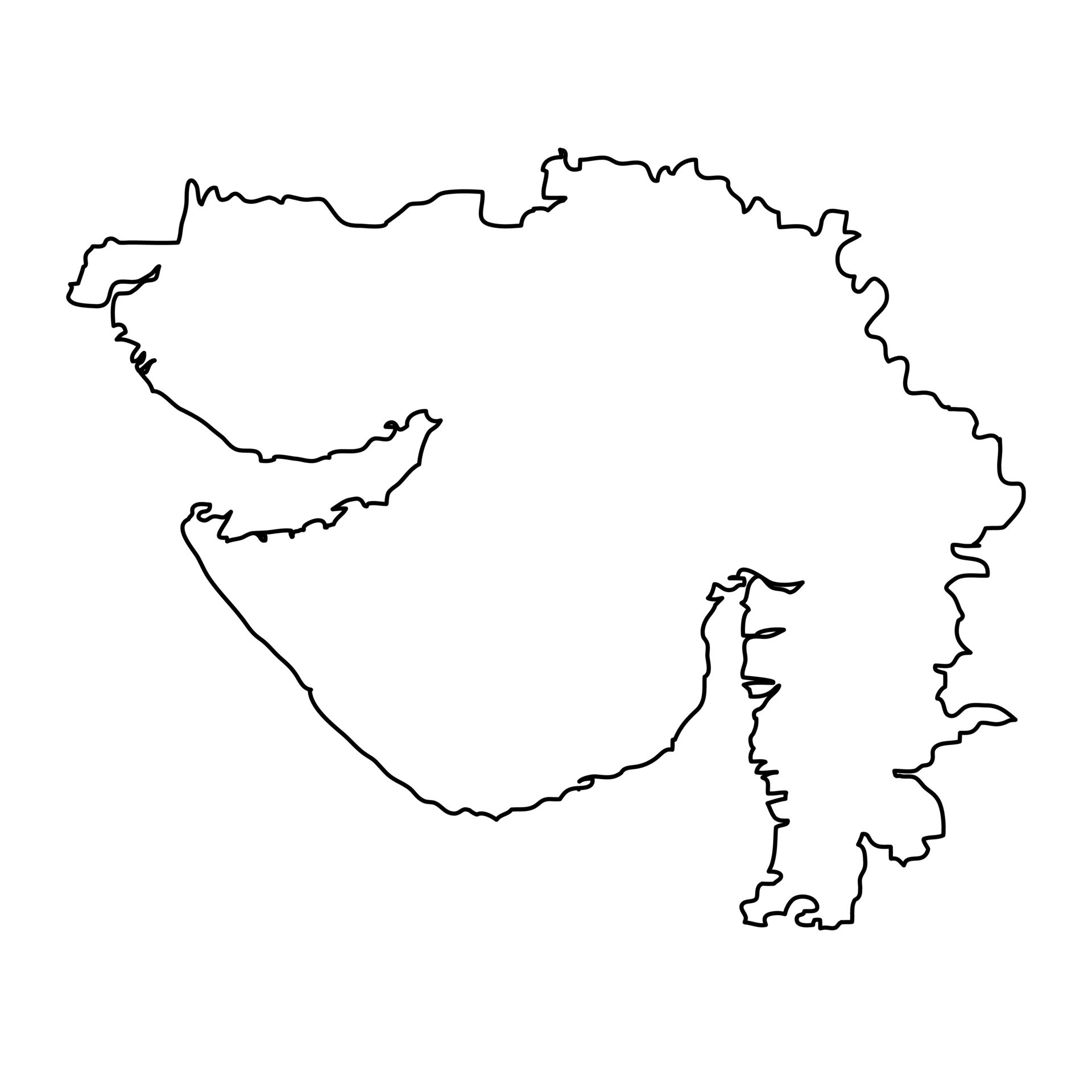 Gujarat state map, administrative division of India. Vector