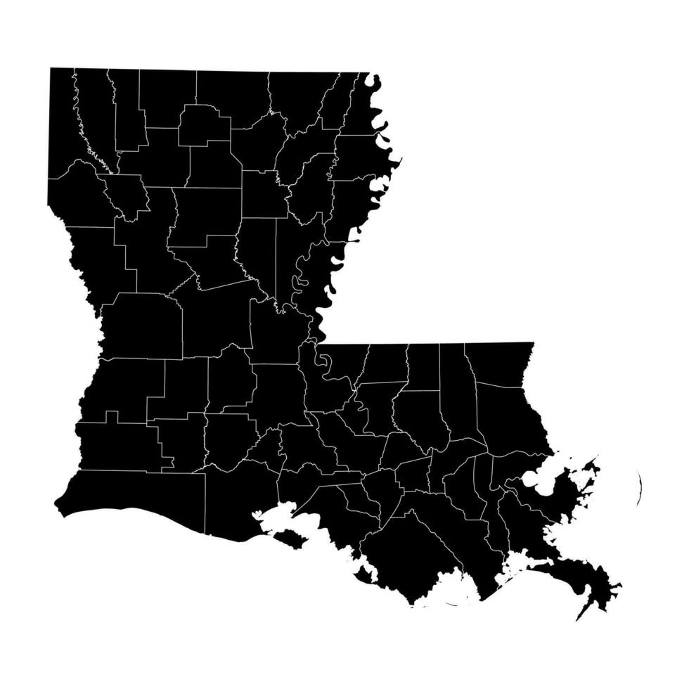 Louisiana state map with counties. Vector illustration.