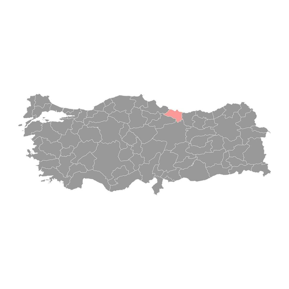 ordu provincia mapa, administrativo divisiones de pavo. vector ilustración.