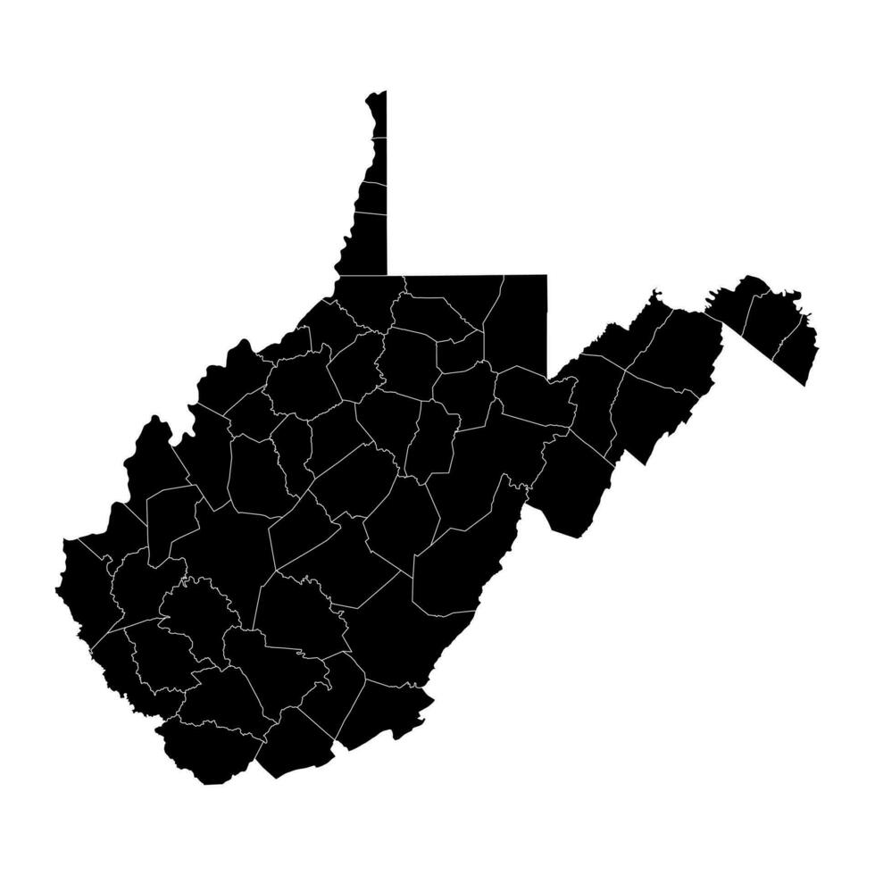 West Virginia state map with counties. Vector illustration.