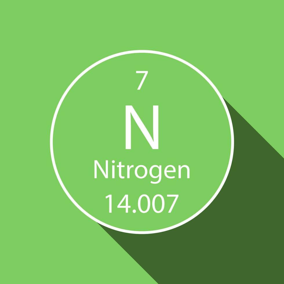 Nitrogen symbol with long shadow design. Chemical element of the periodic table. Vector illustration.