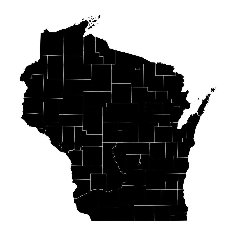 Wisconsin state map with counties. Vector illustration.