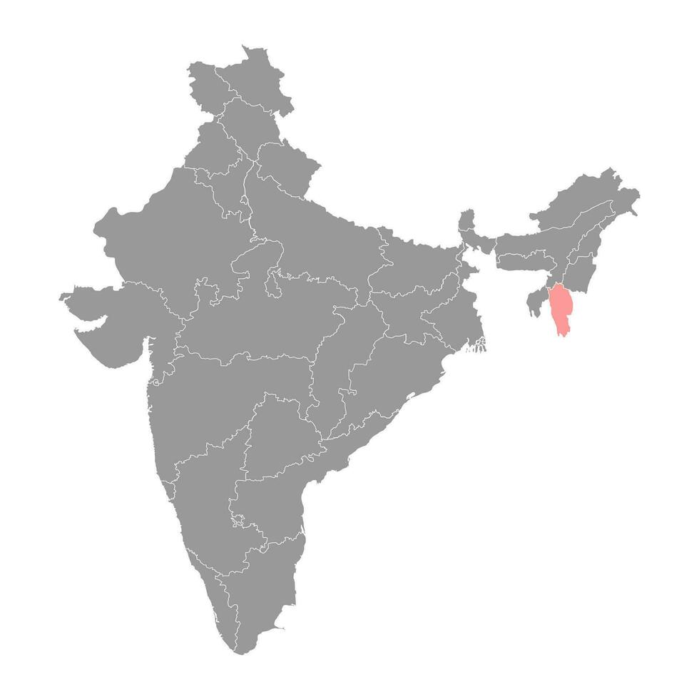 Mizoram state map, administrative division of India. Vector illustration.