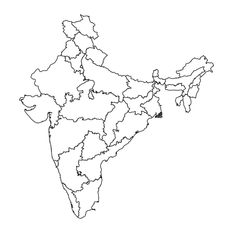 India map with administrative divisions. Vector illustration.