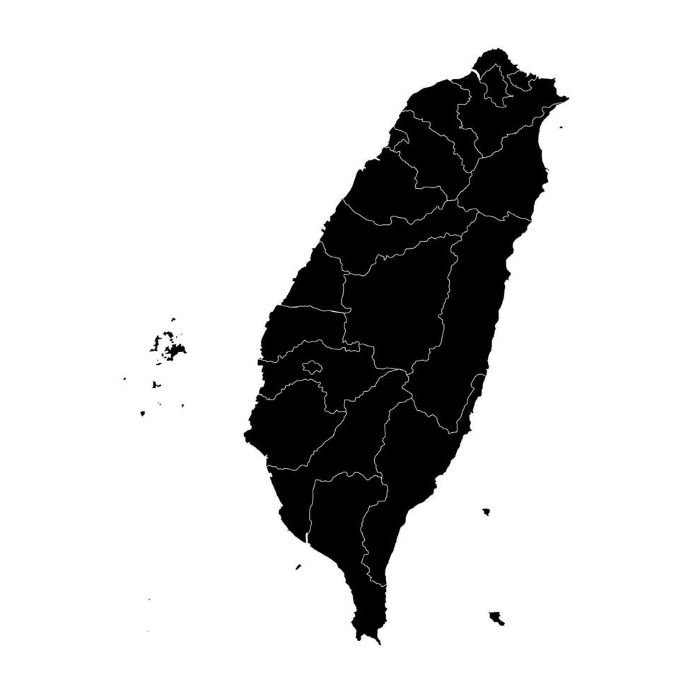 Map of Taiwan with administrative divisions. Vector illustration.