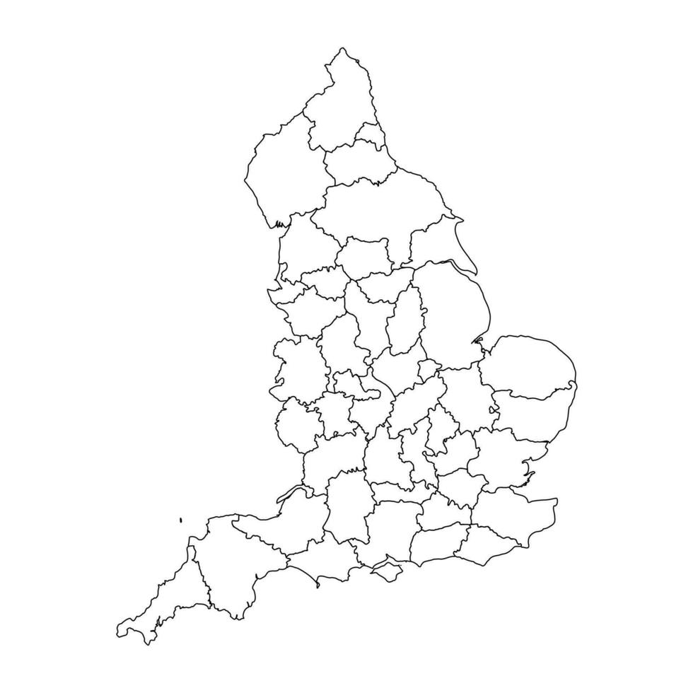 Map of ceremonial counties of England. Vector illustration.