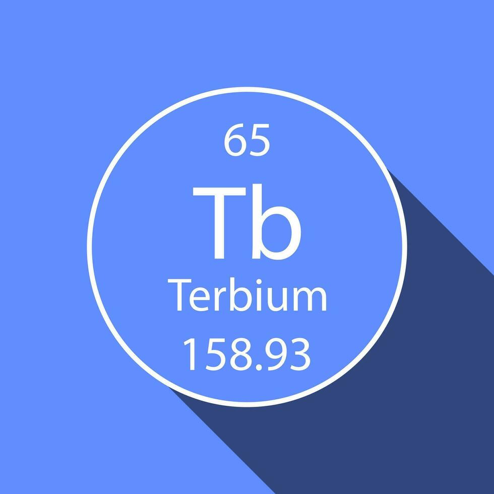 Terbium symbol with long shadow design. Chemical element of the periodic table. Vector illustration.
