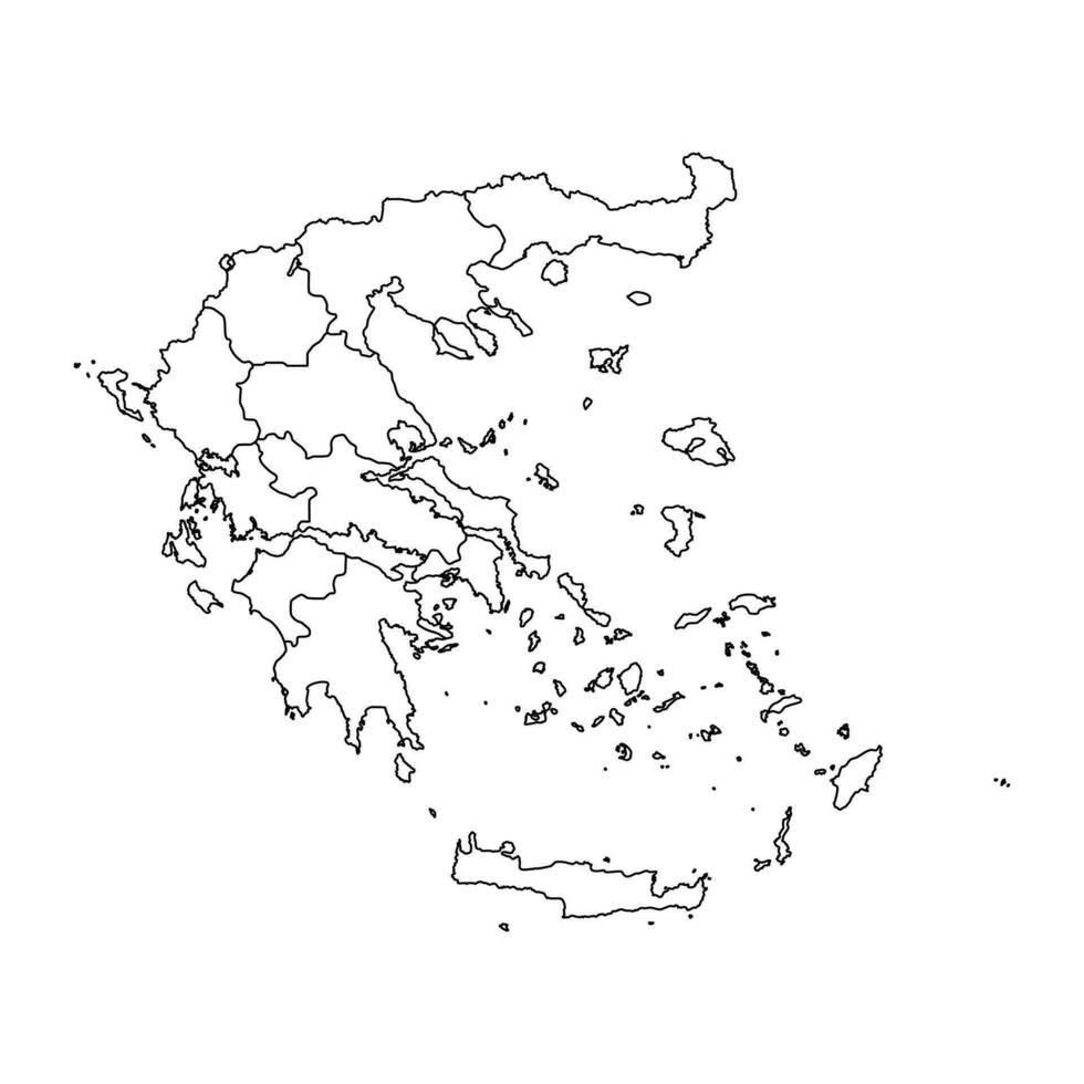 Map of Greece with administrative regions. Vector illustration.