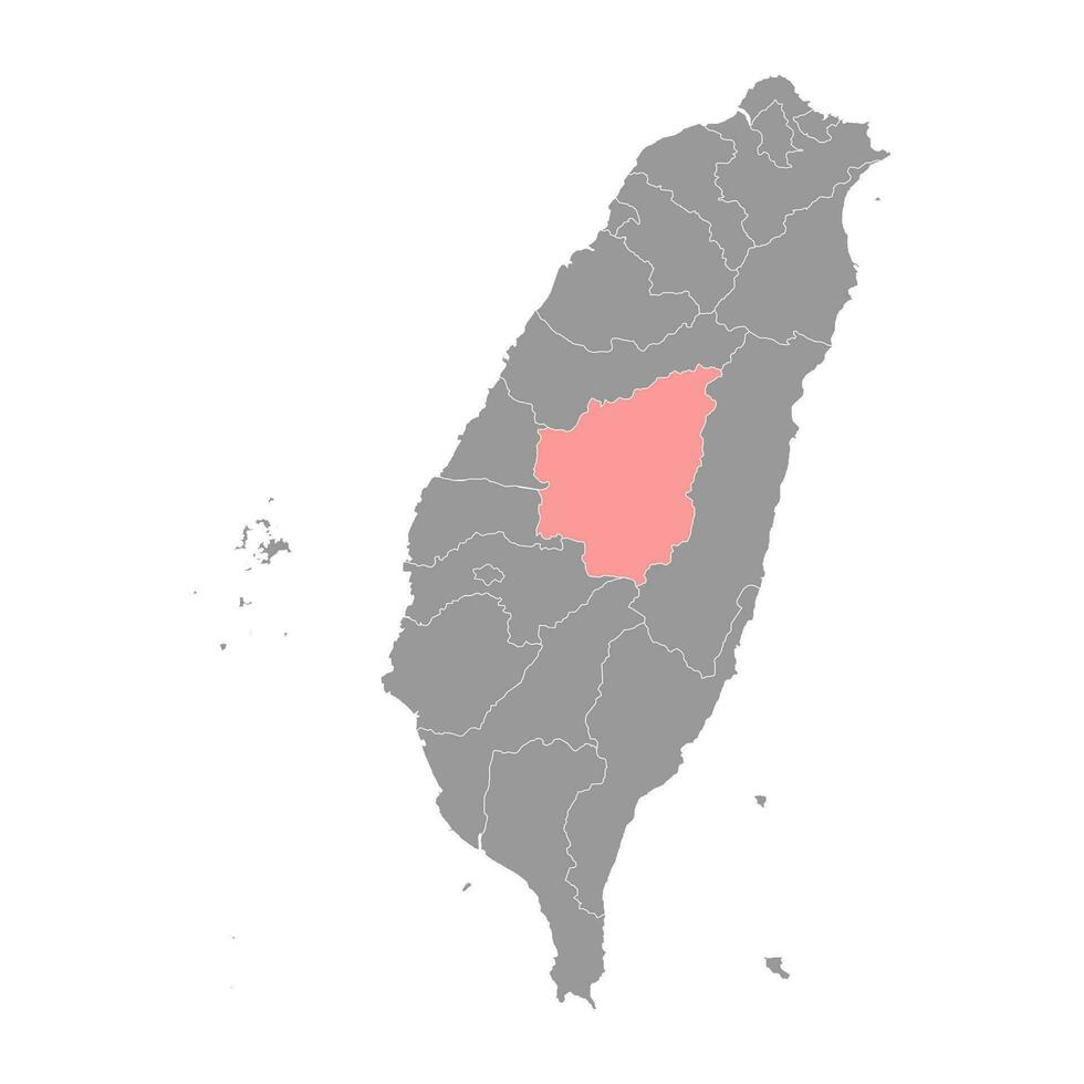 Nantou county map, county of the Republic of China, Taiwan. Vector illustration.