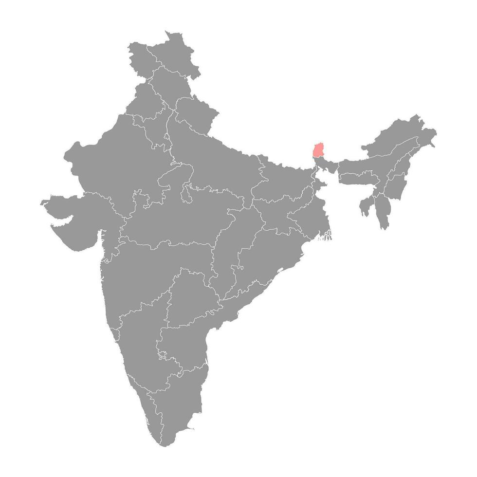 Sikkim state map, administrative division of India. Vector illustration.