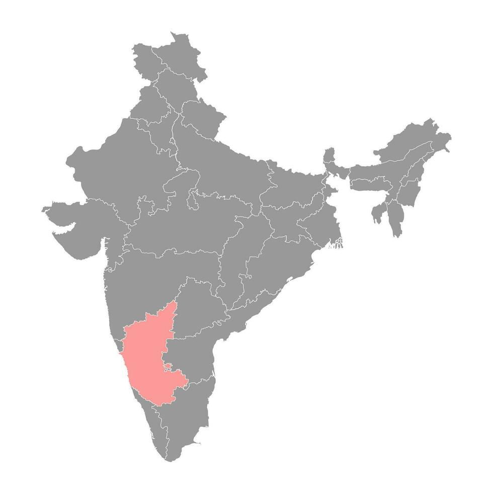 Karnataka state map, administrative division of India. Vector illustration.