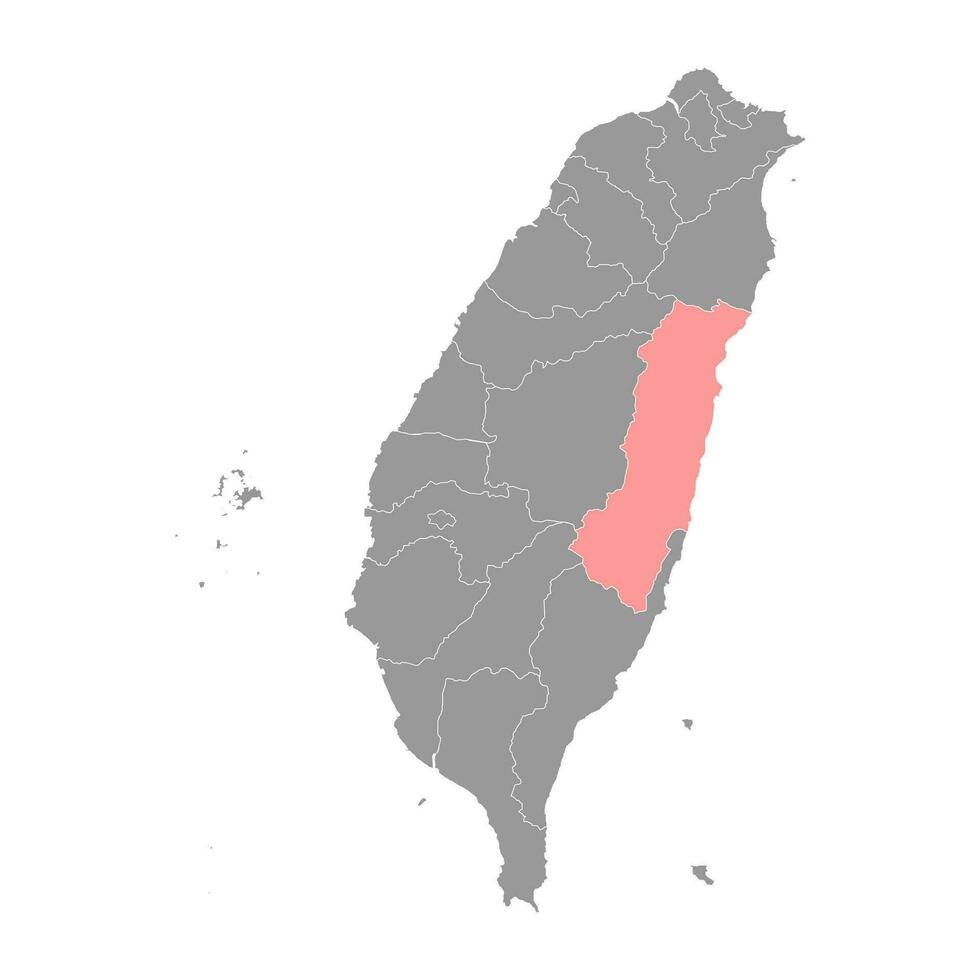 hualien condado mapa, condado de el república de porcelana, taiwán vector ilustración.