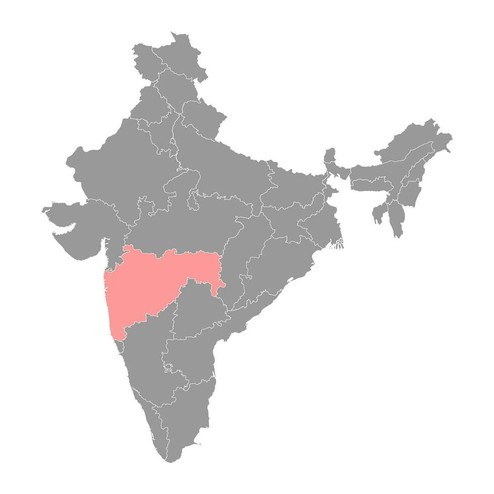 Maharashtra state map, administrative division of India. Vector illustration.