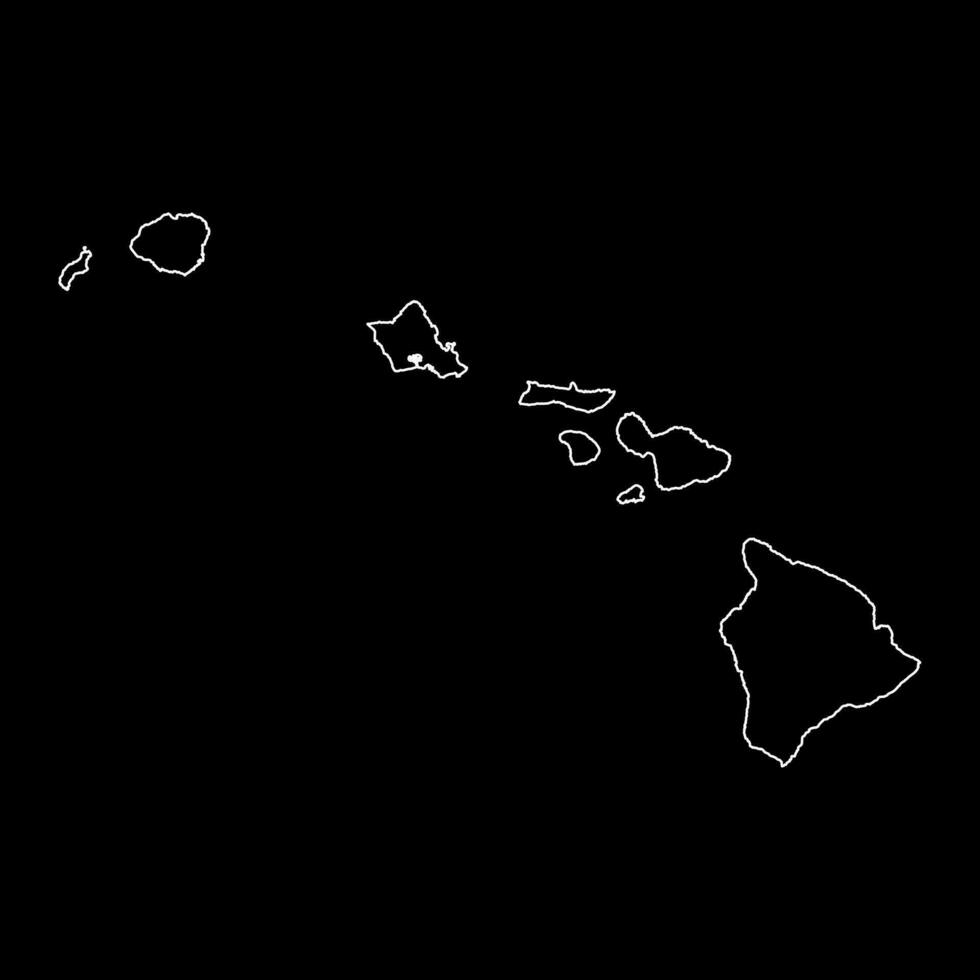 Hawaii state map with islands. Vector illustration.