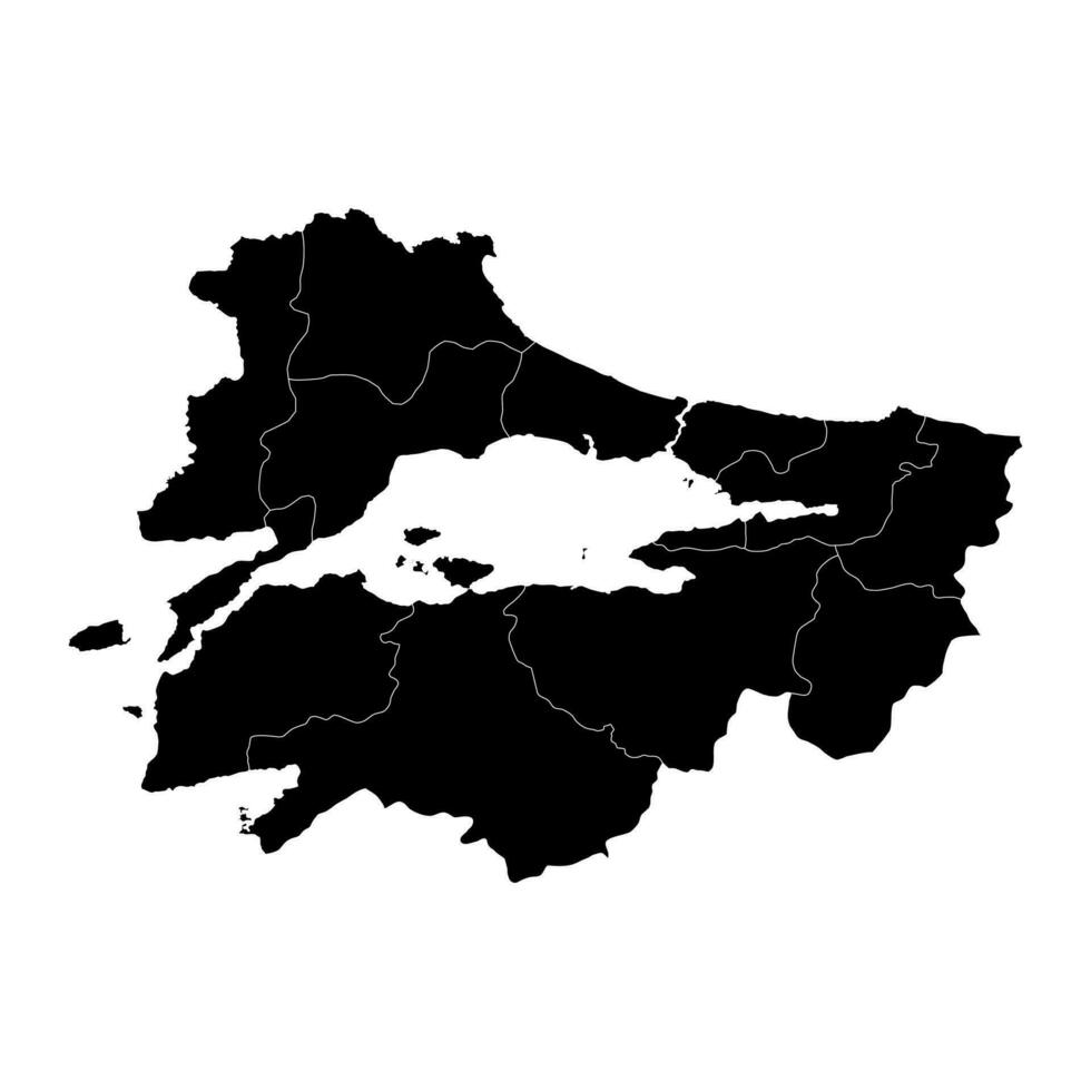 Marmara region map, administrative divisions of Turkey. Vector illustration.