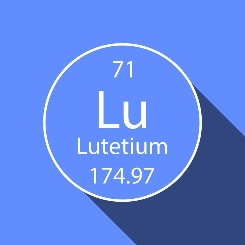 Lutetium symbol with long shadow design. Chemical element of the periodic table. Vector illustration.