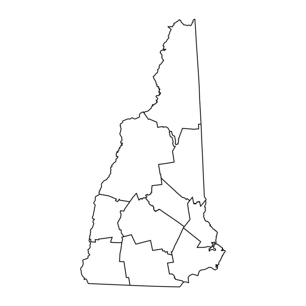 New Hampshire state map with counties. Vector illustration.