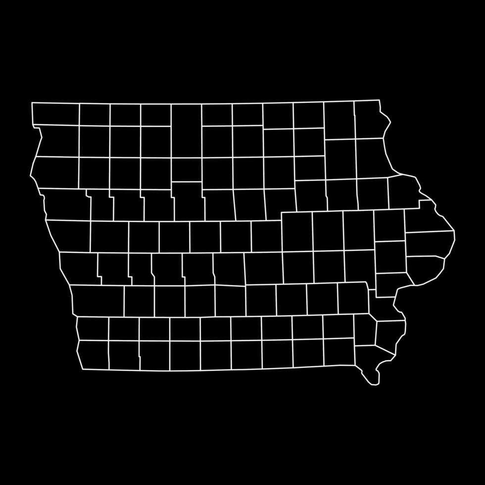 Iowa estado mapa con condados vector ilustración.